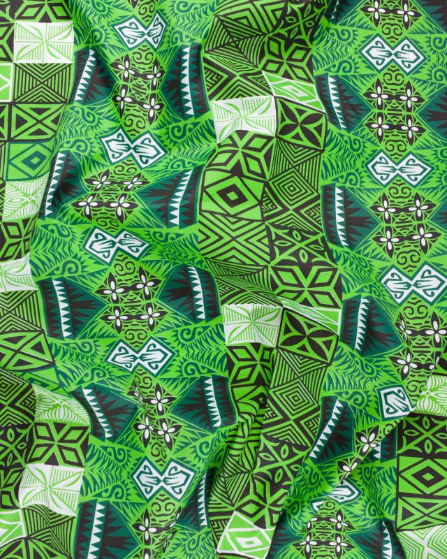 Polynesian fabric FARE Green - Tissushop